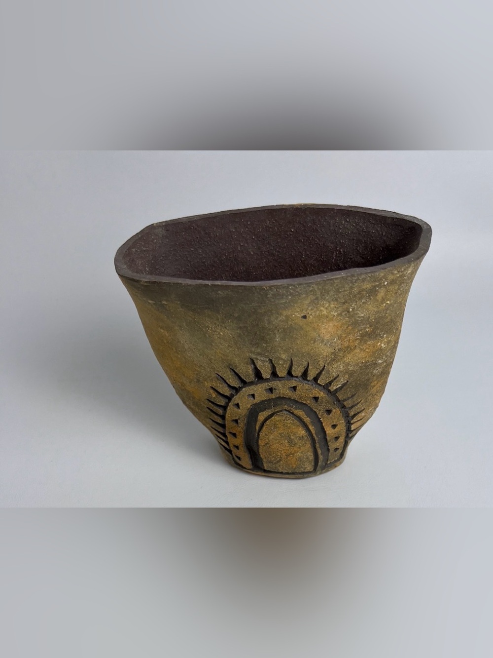 VTG 1999 Terry Stone Ceramics Pottery Soleri Arcosanti 5” Planter Wind Chime Sun